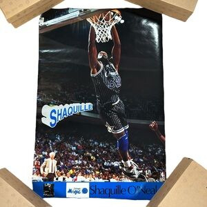 Vintage Nba Basketball Orlando Magic Shaq Shaquille O’neal Dunking Poster 23x35